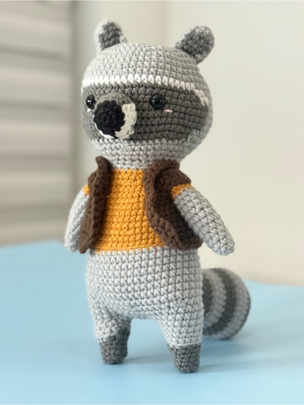 Handmade Crochet Raccoon Amigurumi Plushie Doll
